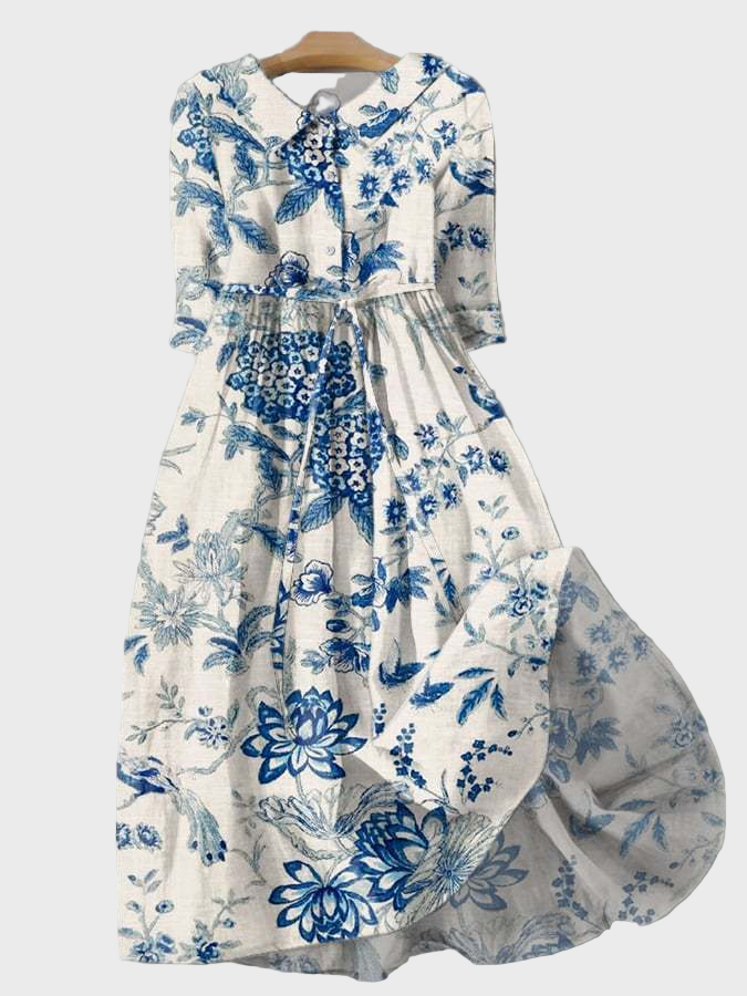 Porcelán ruha színes mintával