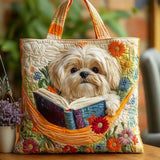 Steppelt táska – Shih tzu könyvekkel és virágokkal