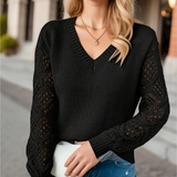 Danny Pull Femme – Könnyű, Horgolt Ujjú és V-nyakú Elegáns Megjelenéshez