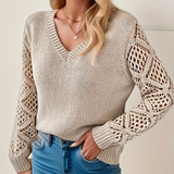 Danny Pull Femme – Könnyű, Horgolt Ujjú és V-nyakú Elegáns Megjelenéshez