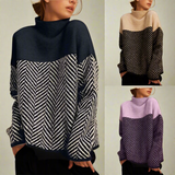 Stella Femme Garbó Pulóver – Elegáns és Kényelmes Chevron Mintás Meleg Pulóver Télre