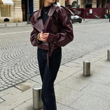 Audace Parisienne Bőrszerű Oversize Dzseki – Öv, Modern és Elegáns Női Stílus
