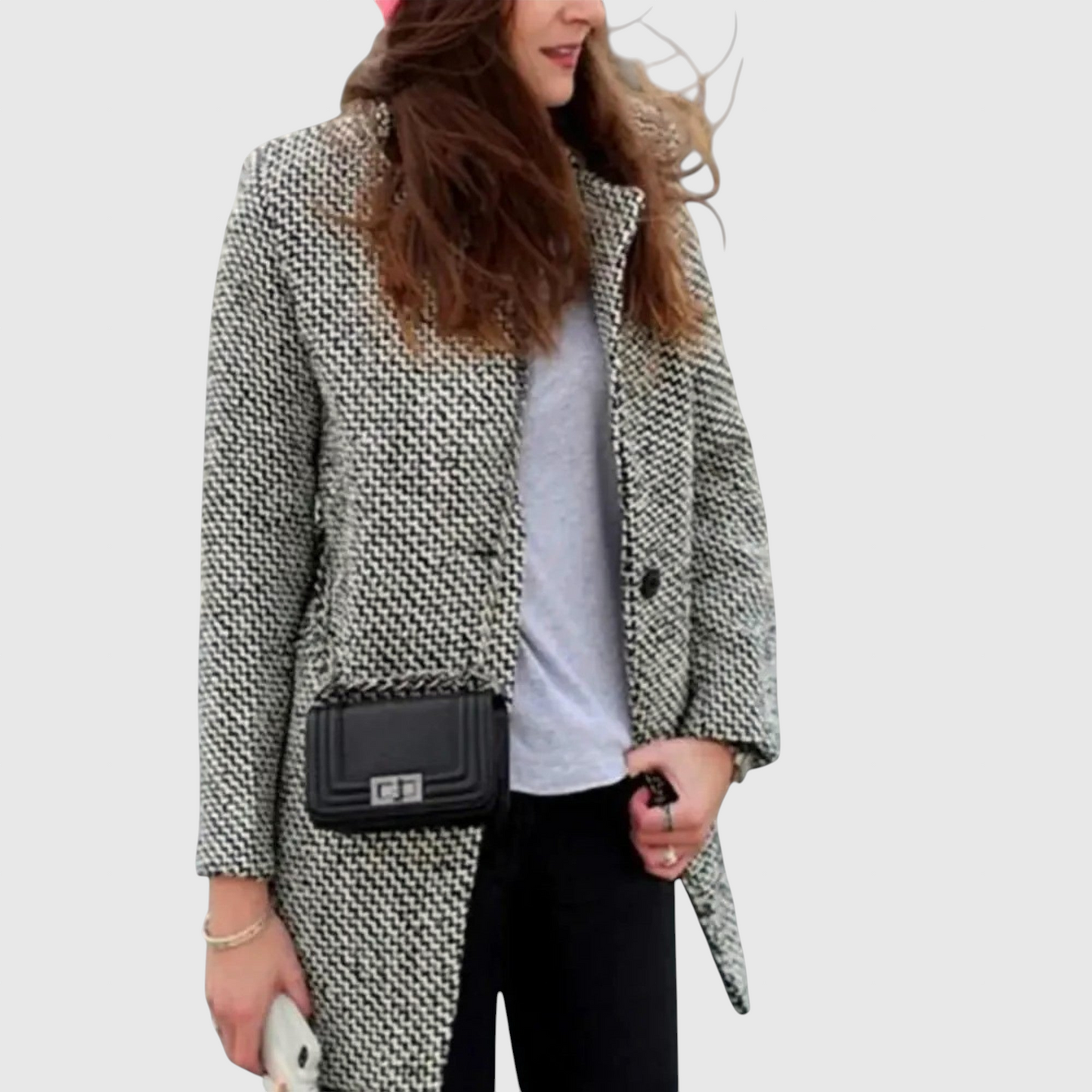 Elara - Midi kabát houndstooth mintával