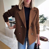 Elena Manteau Oversize Női – Dupla Gombolású Gyapjú Kabát Elegáns Bordázott Ujjakkal