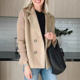 Elena Manteau Oversize Női – Dupla Gombolású Gyapjú Kabát Elegáns Bordázott Ujjakkal