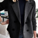 Elena Manteau Oversize Női – Dupla Gombolású Gyapjú Kabát Elegáns Bordázott Ujjakkal