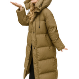 Laura hosszú női steppelt kabát oversize – meleg és kényelmes téli puffer kabát