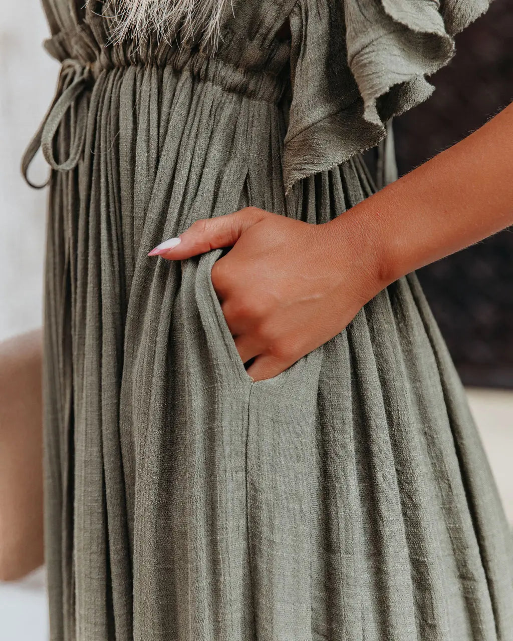 Sexy Deep V-neck Butterfly Sleeve Self Belted High Waist Button Front Open Summer Beach Dress WhiteTunic Women Beachwear Q1208