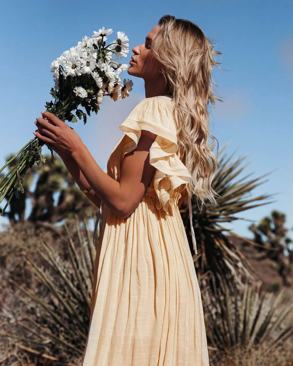 Sexy Deep V-neck Butterfly Sleeve Self Belted High Waist Button Front Open Summer Beach Dress WhiteTunic Women Beachwear Q1208