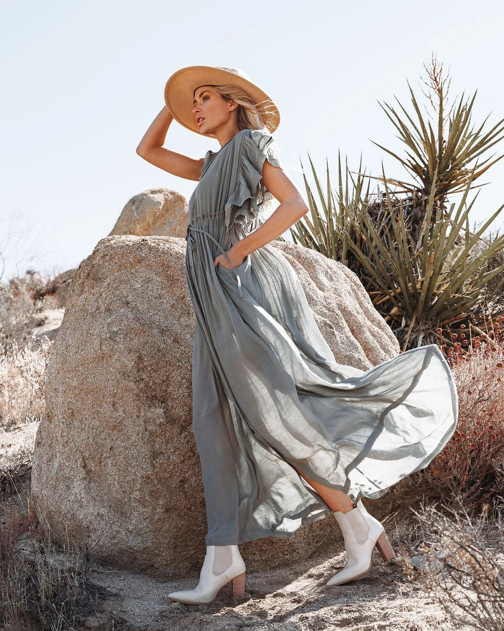 Sexy Deep V-neck Butterfly Sleeve Self Belted High Waist Button Front Open Summer Beach Dress WhiteTunic Women Beachwear Q1208