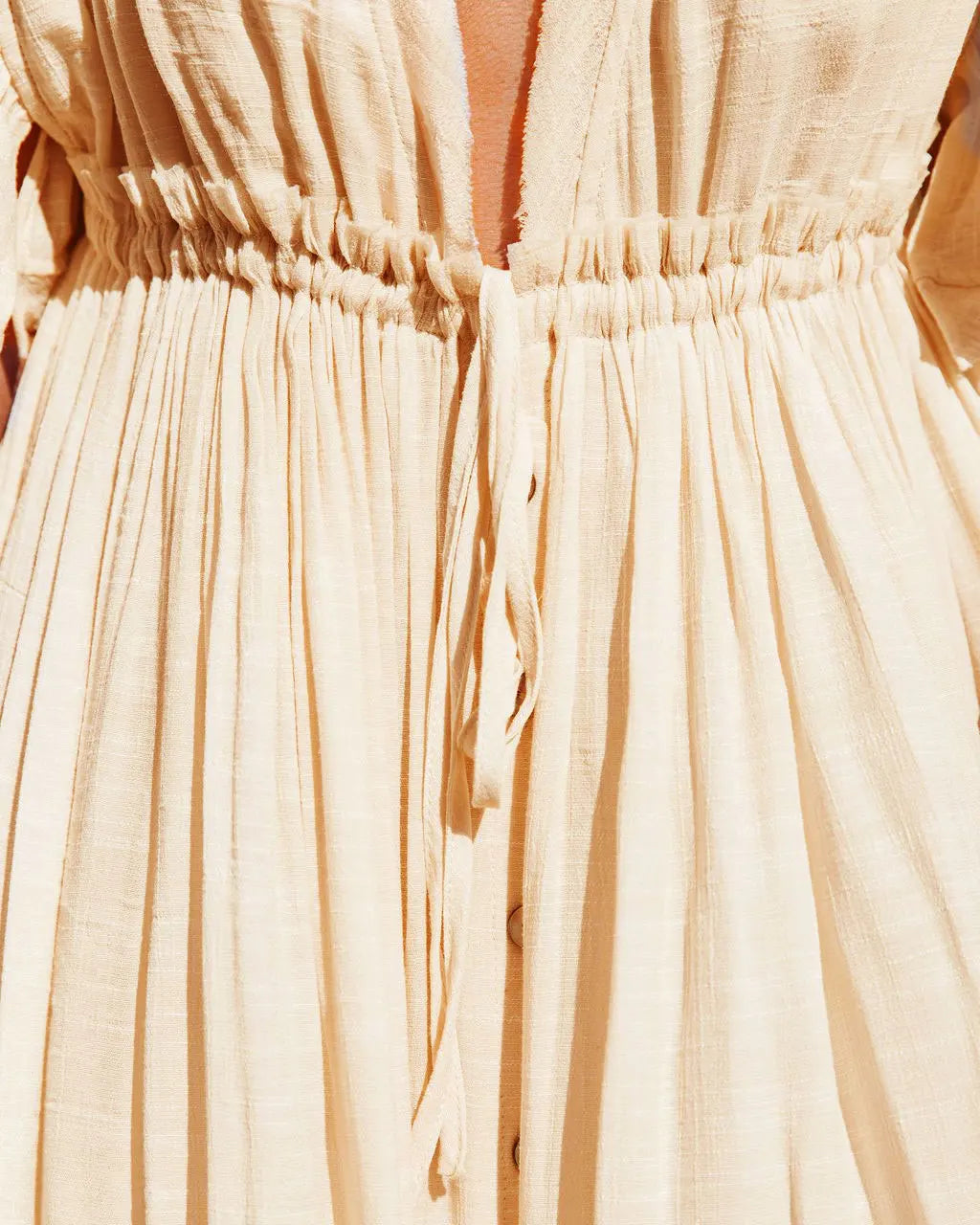 Sexy Deep V-neck Butterfly Sleeve Self Belted High Waist Button Front Open Summer Beach Dress WhiteTunic Women Beachwear Q1208
