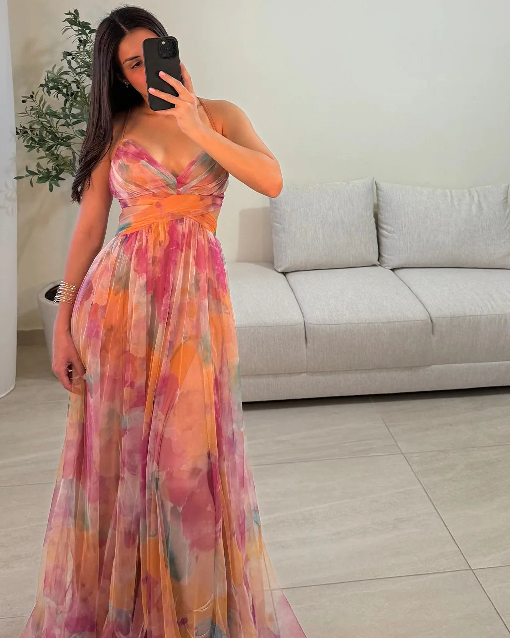 2026 Summer Fashion New Women's Elegant Beach Vacation Dress with Strap Color Blocked Printing Party Grand Display, Long Dress