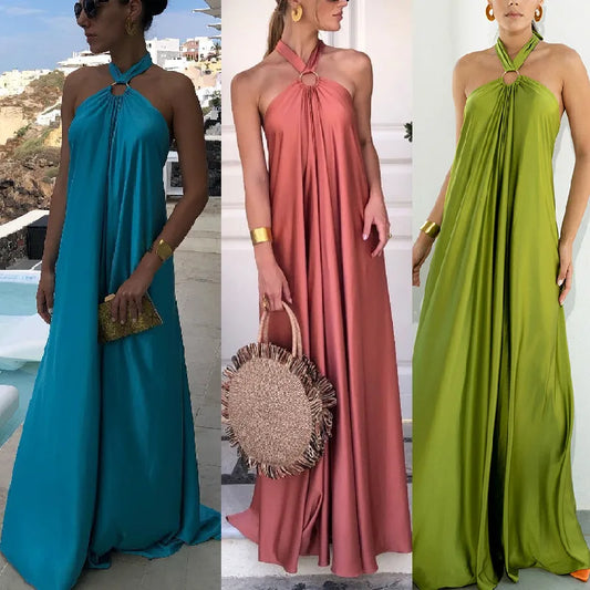 Women's Satin Camisole Dress Party Travel Dress Vestido Playa Mujer Sexy Dresses Vestido Mujer