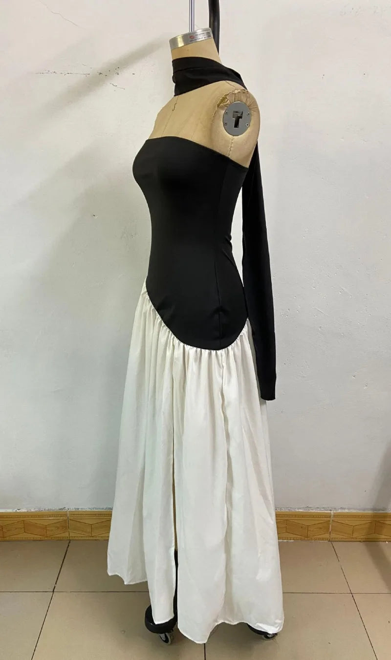 Summer Elegant Fashion Sexy Slit Backless Evening Party Ceremony Flowy Long Dresses For Women Dress With Scarf