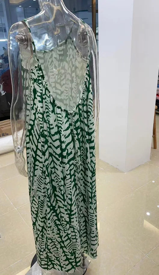 2026 New Model: Strapless Back-Disclosing Printed Long Dress – Summer Vacation Style, Comfortable Dress