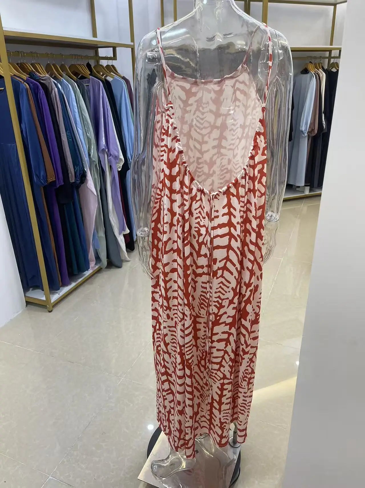 2026 New Model: Strapless Back-Disclosing Printed Long Dress – Summer Vacation Style, Comfortable Dress