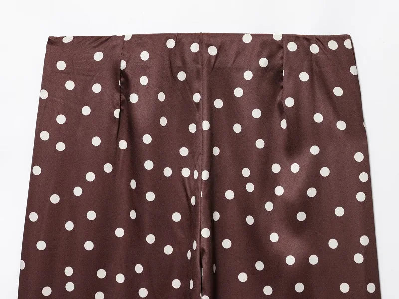 MUJER Polka Dot Pants Set Women 2 Piece Satin High Waist Woman Trousers Suits Corset Crop Top Woman Summer Outfit Women's Pants