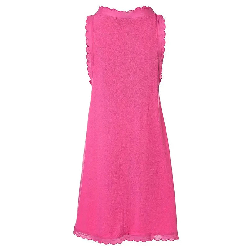 Women Summer Dress Loose Solid Sleeveless Party Mini Dresses For Women Elegant Loose Beach Party Female Dress Vestidos 2023