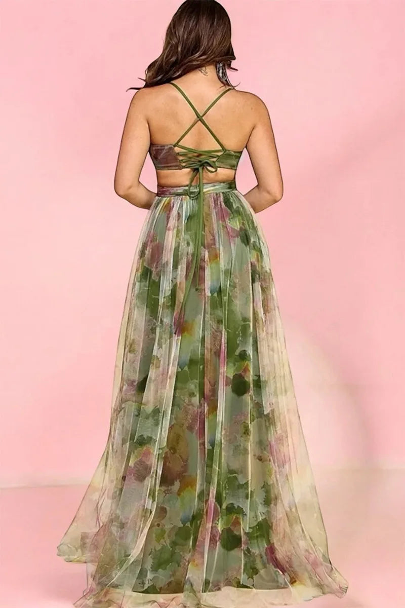 2026 Summer Fashion New Women's Elegant Beach Vacation Dress with Strap Color Blocked Printing Party Grand Display, Long Dress