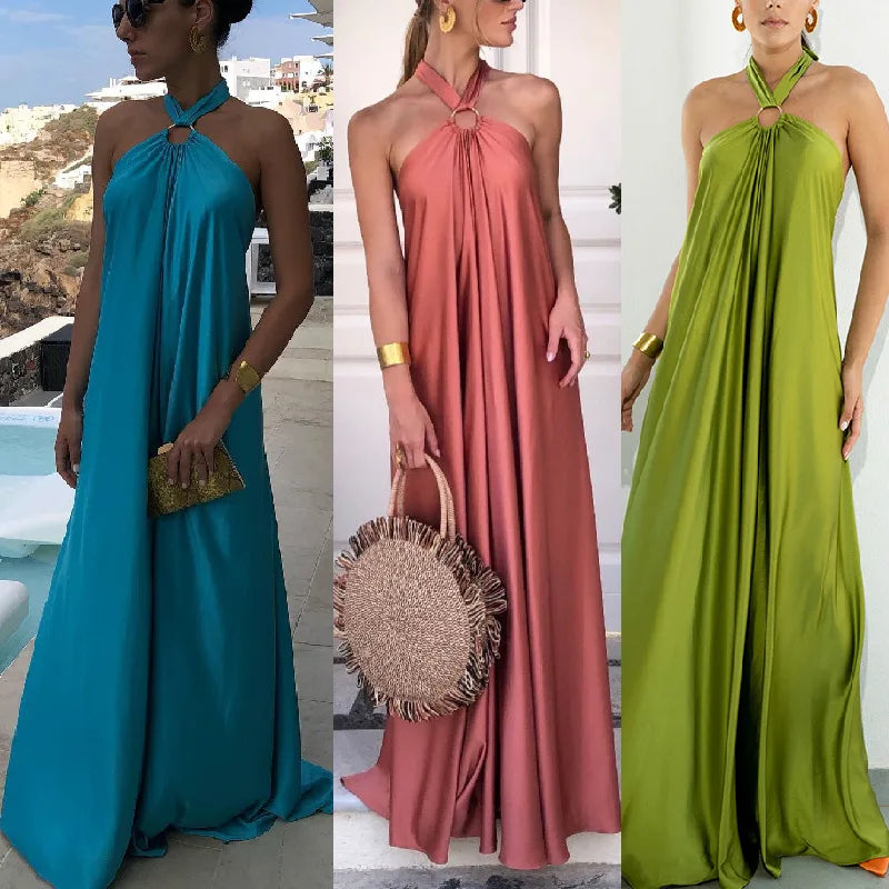 Women's Satin Camisole Dress Party Travel Dress Vestido Playa Mujer Sexy Dresses Vestido Mujer