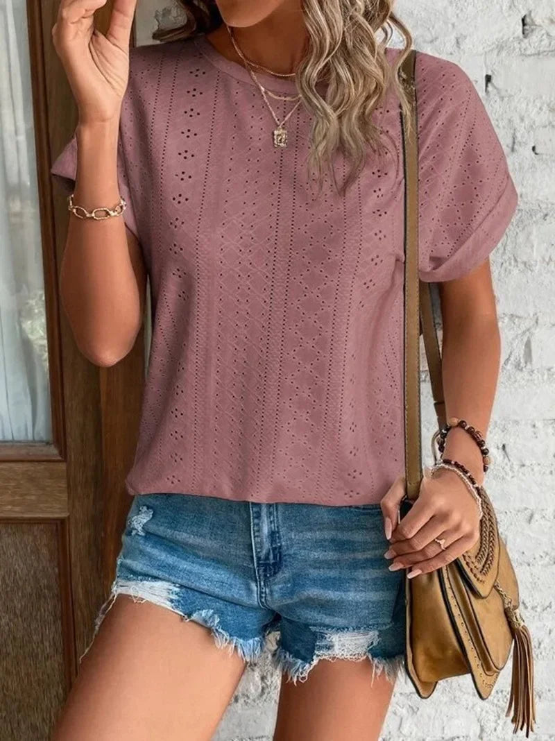 New Solid Color Sleeveless Hollow Casual Shirt Women's Lace V-neck Top Summer Style Amazon Ebay Independent Store Stock