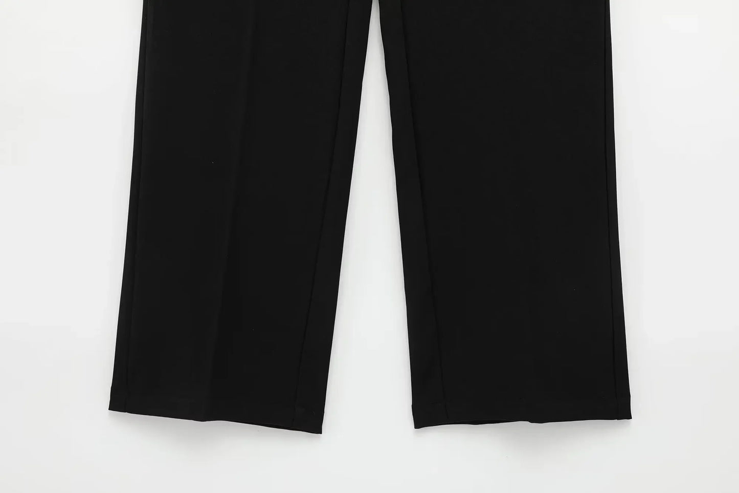 TFMLN Fashion Set For Women Summer 2025 New Slim Lapel Zipper Short Sleeve Coat Top Wide Leg Pants Two Piece Set Leisure Black