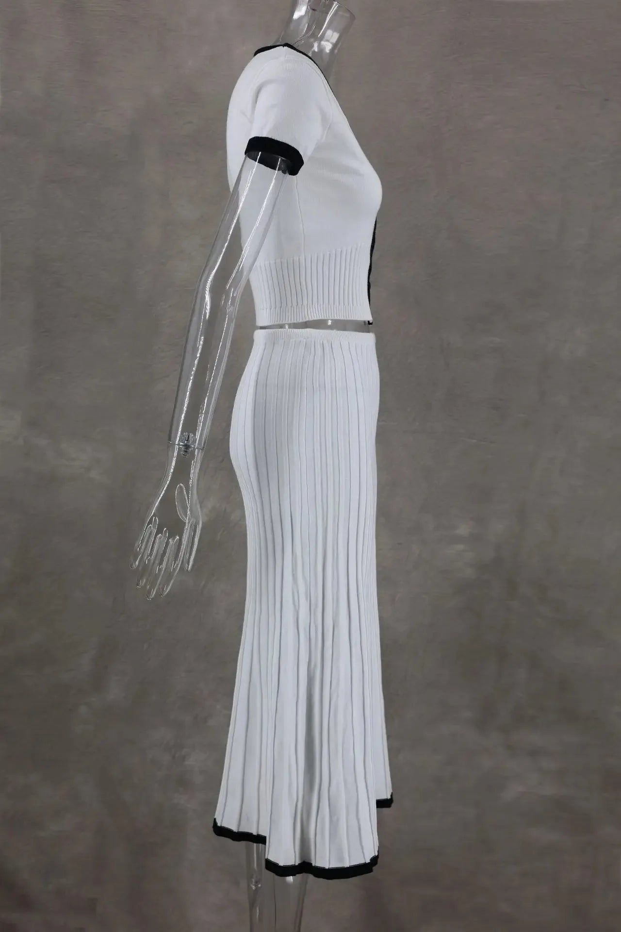 Summer Women White long Skirt Suit Short Sleeve V-neck crop top pleated set elegant dress 2 piece skirt set