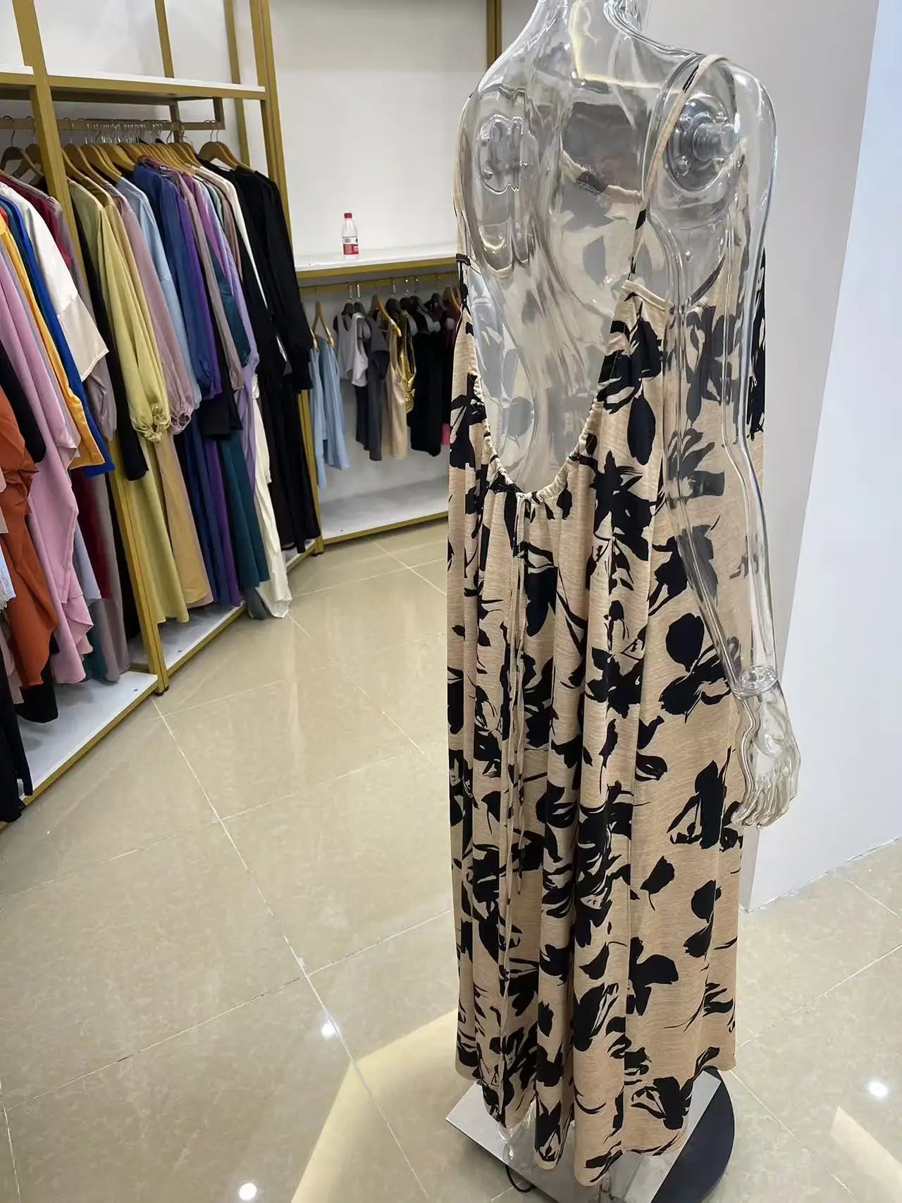 2026 New Model: Strapless Back-Disclosing Printed Long Dress – Summer Vacation Style, Comfortable Dress