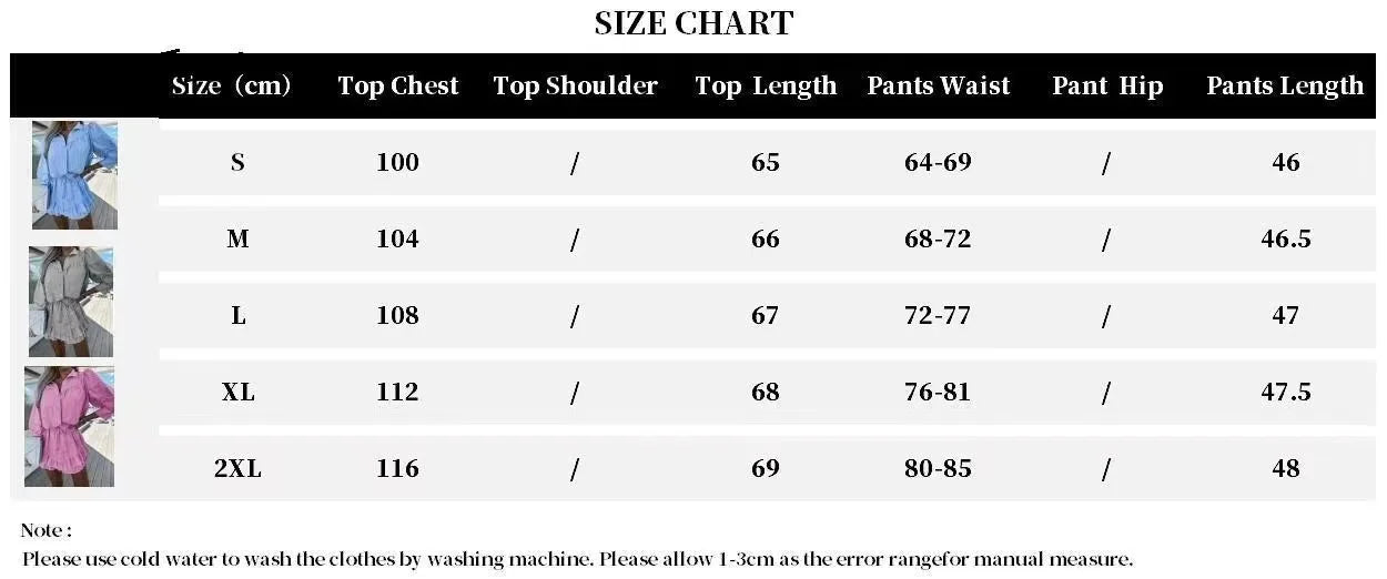 Women New Button Long Sleeve Shirts Top&Drawstring Sculottes 2 Pieces Outfits Casual Ruffles Suit V Neck Dresses Set For Women's