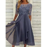 Csipke Asszimetrikus Midi Ruha