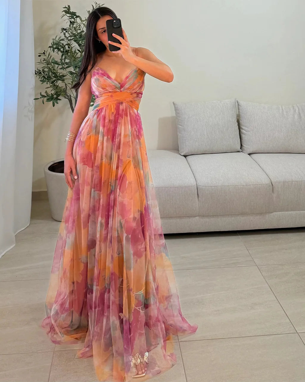 2026 Summer Fashion New Women's Elegant Beach Vacation Dress with Strap Color Blocked Printing Party Grand Display, Long Dress