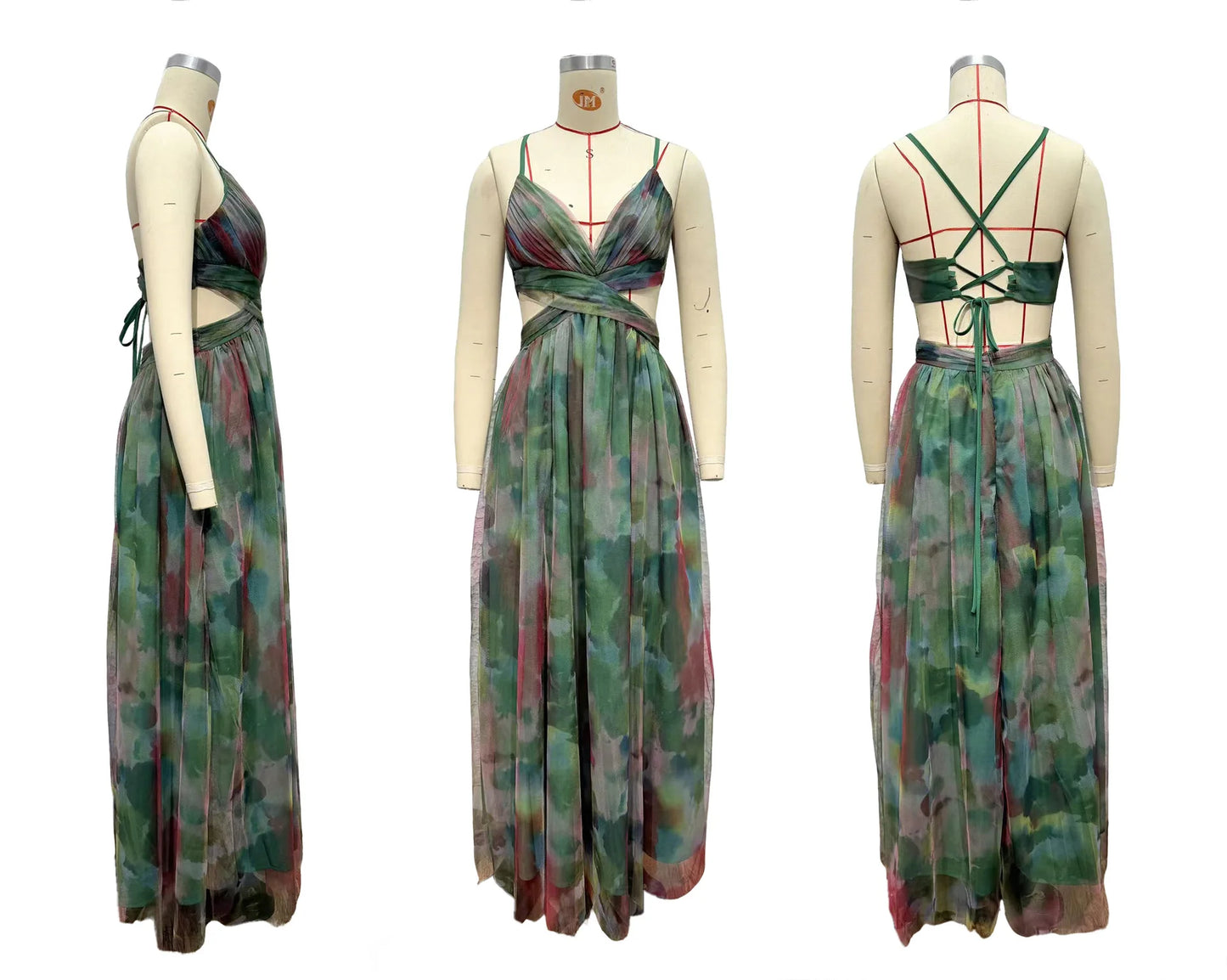 2026 Summer Fashion New Women's Elegant Beach Vacation Dress with Strap Color Blocked Printing Party Grand Display, Long Dress
