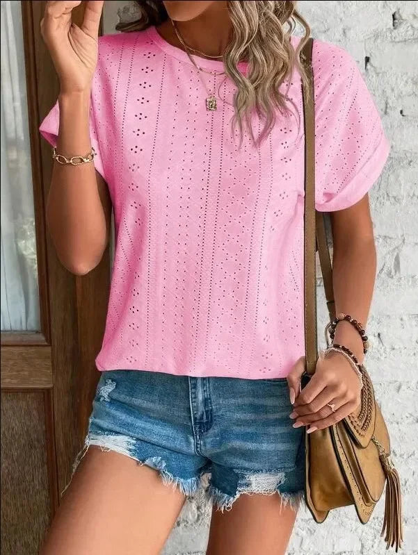 New Solid Color Sleeveless Hollow Casual Shirt Women's Lace V-neck Top Summer Style Amazon Ebay Independent Store Stock