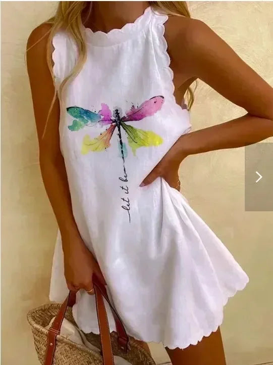 Women Summer Dress Loose Solid Sleeveless Party Mini Dresses For Women Elegant Loose Beach Party Female Dress Vestidos 2023