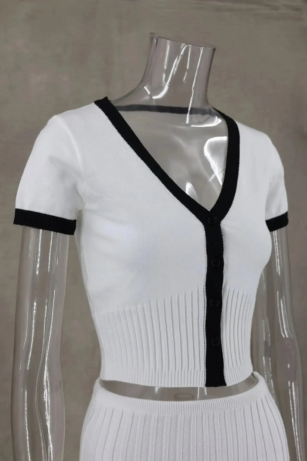 Summer Women White long Skirt Suit Short Sleeve V-neck crop top pleated set elegant dress 2 piece skirt set