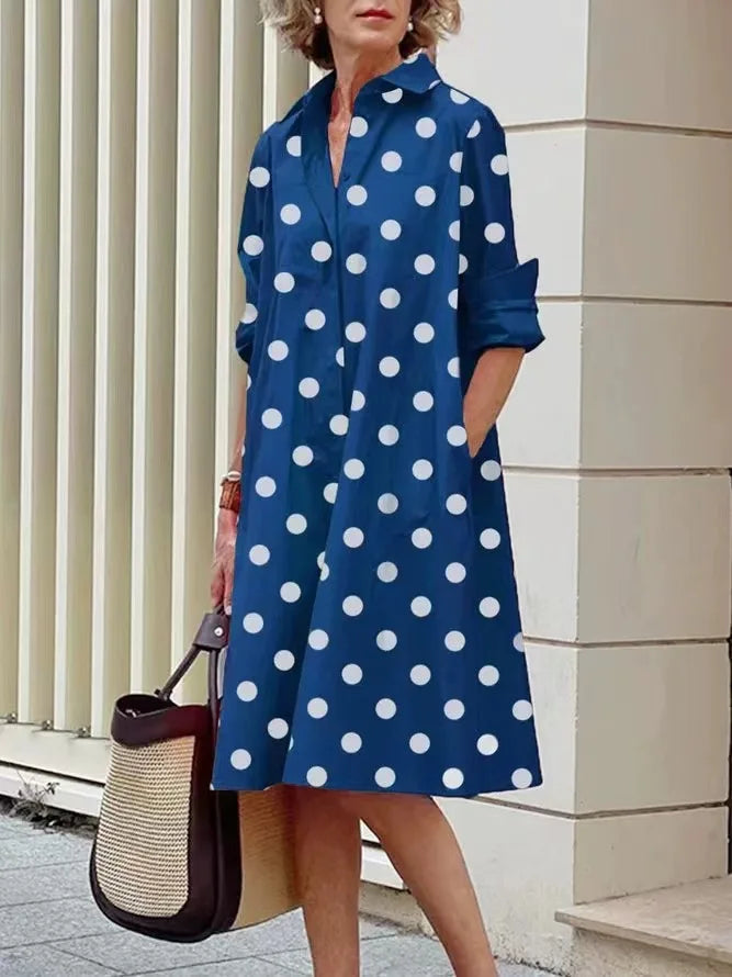 Simple Print Midi Dress Sleeveless Dress V-neck Bubble Sleeve Long Dress Casual Style Business Suit Polyester Fabric