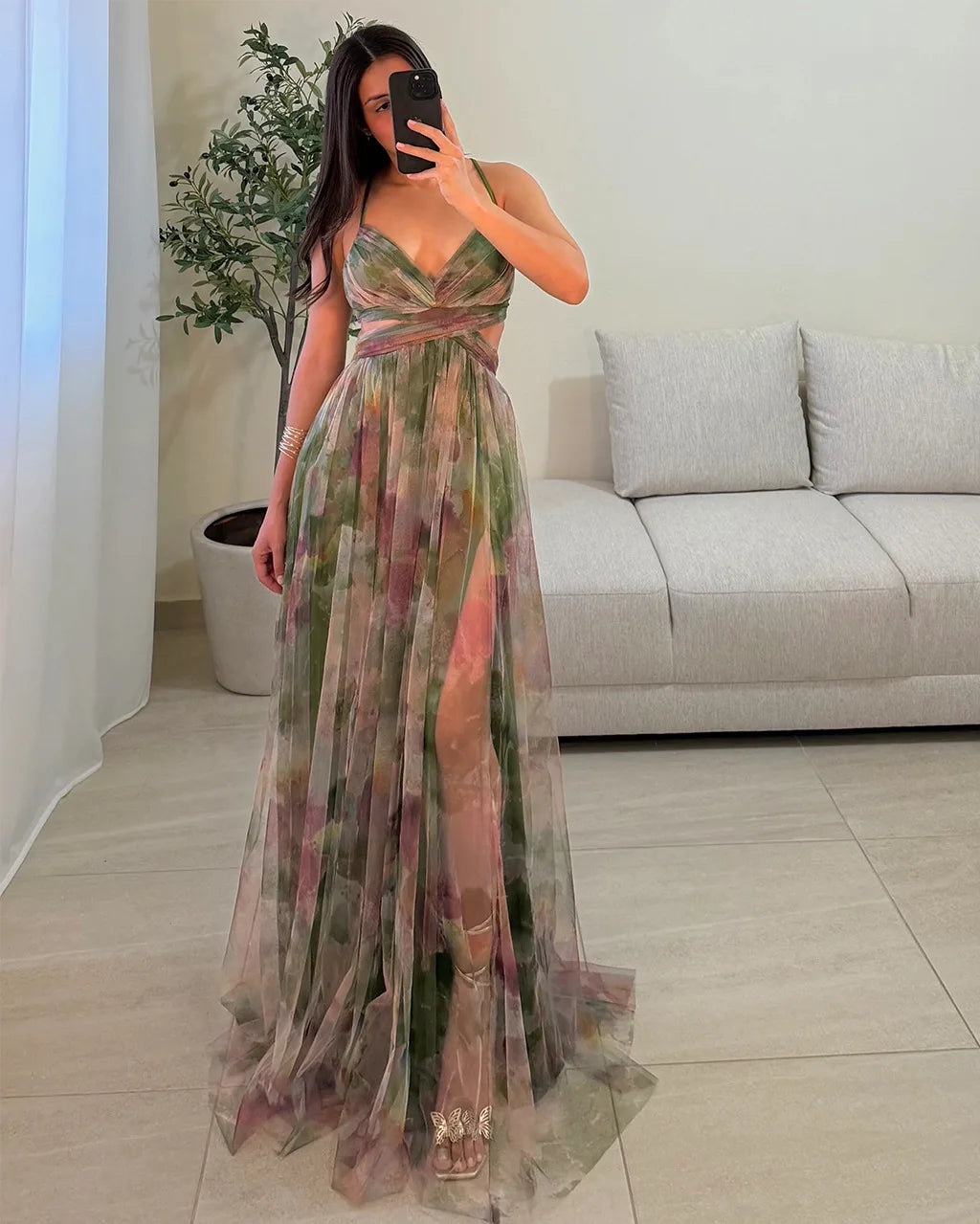 2026 Summer Fashion New Women's Elegant Beach Vacation Dress with Strap Color Blocked Printing Party Grand Display, Long Dress