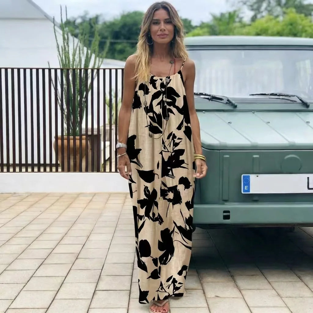 2026 New Model: Strapless Back-Disclosing Printed Long Dress – Summer Vacation Style, Comfortable Dress