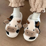 Plüss házi cipők tehén mintával – PlushCow