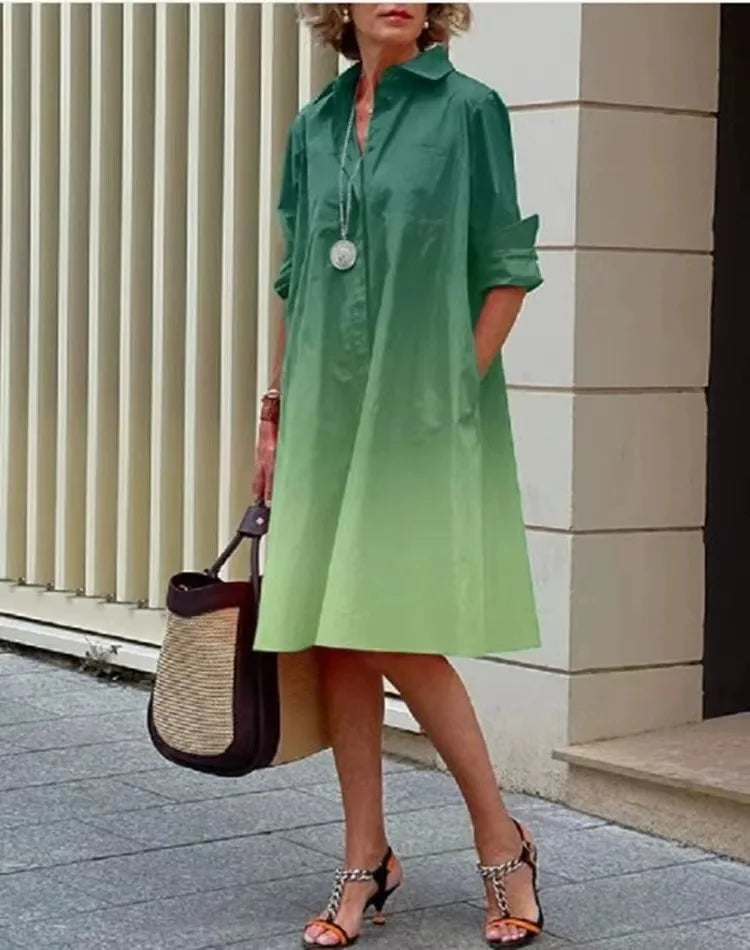 Simple Print Midi Dress Sleeveless Dress V-neck Bubble Sleeve Long Dress Casual Style Business Suit Polyester Fabric