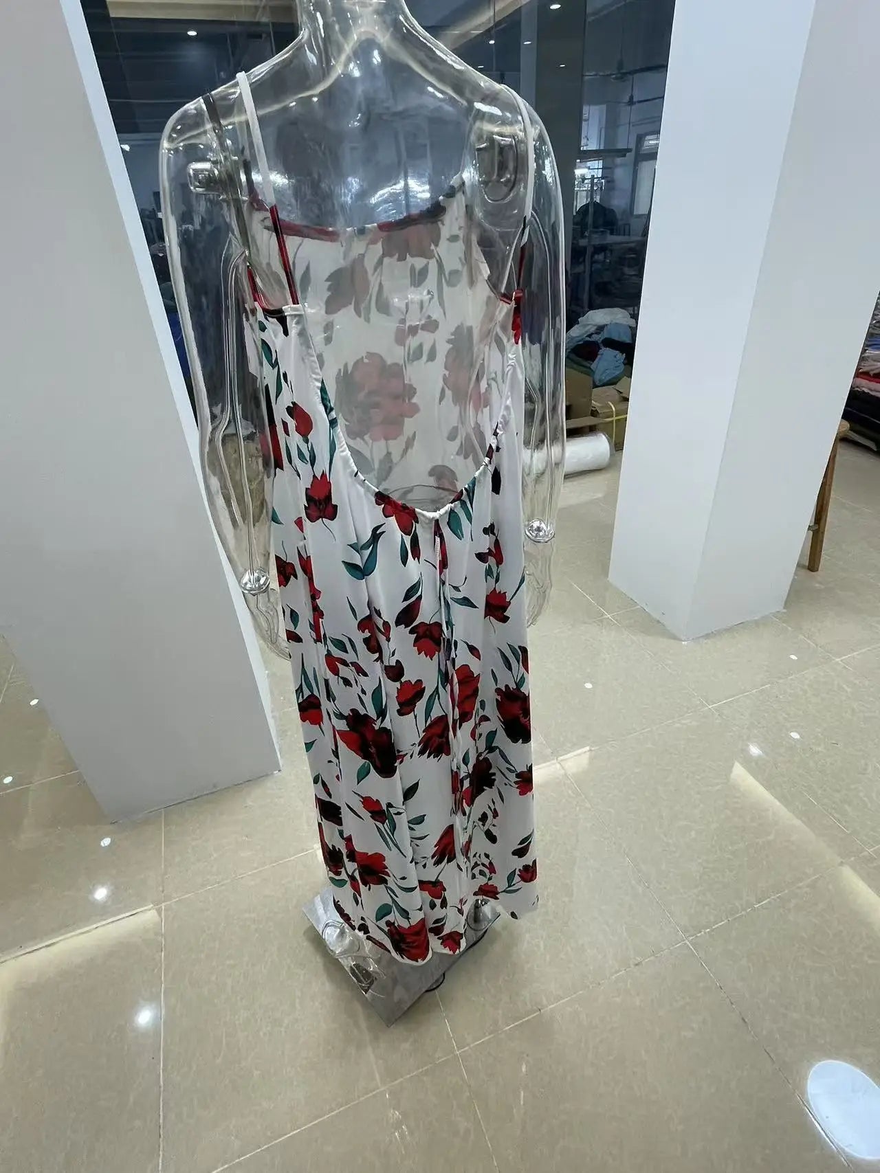 2026 New Model: Strapless Back-Disclosing Printed Long Dress – Summer Vacation Style, Comfortable Dress