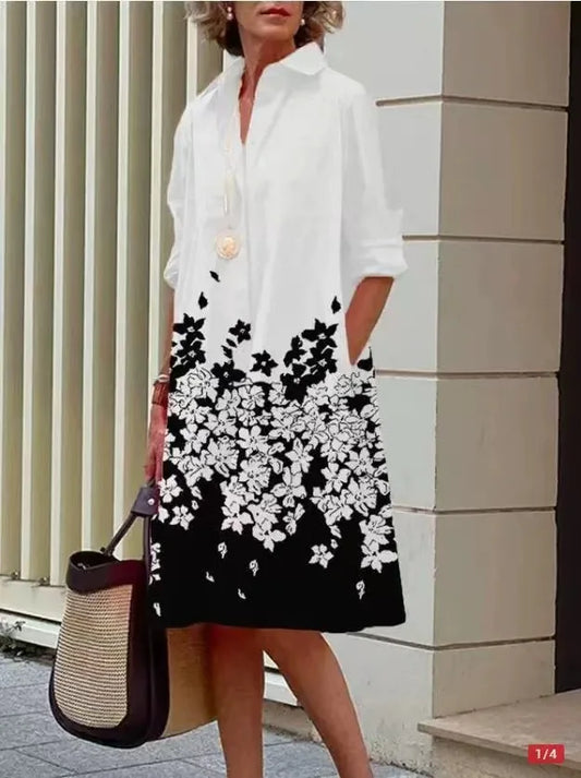 Robe Midi Imprimée Simple Robe Sans Manches Col V Manches Bouffantes Robe Longue Style Décontracté Costume D'affaires Tissu Polyester