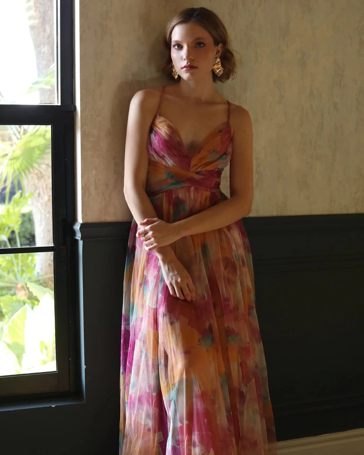 2026 Summer Fashion New Women's Elegant Beach Vacation Dress with Strap Color Blocked Printing Party Grand Display, Long Dress