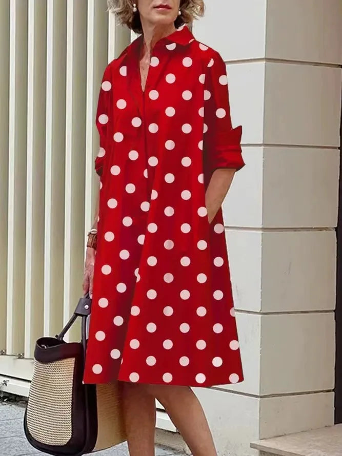 Simple Print Midi Dress Sleeveless Dress V-neck Bubble Sleeve Long Dress Casual Style Business Suit Polyester Fabric