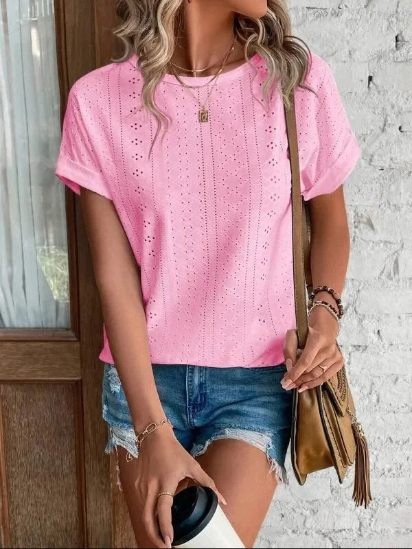 New Solid Color Sleeveless Hollow Casual Shirt Women's Lace V-neck Top Summer Style Amazon Ebay Independent Store Stock