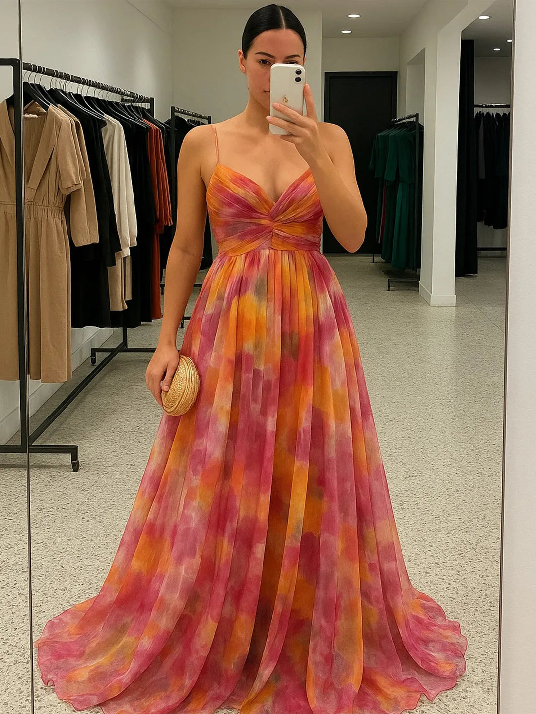 2026 Summer Fashion New Women's Elegant Beach Vacation Dress with Strap Color Blocked Printing Party Grand Display, Long Dress