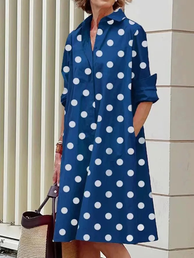 Simple Print Midi Dress Sleeveless Dress V-neck Bubble Sleeve Long Dress Casual Style Business Suit Polyester Fabric