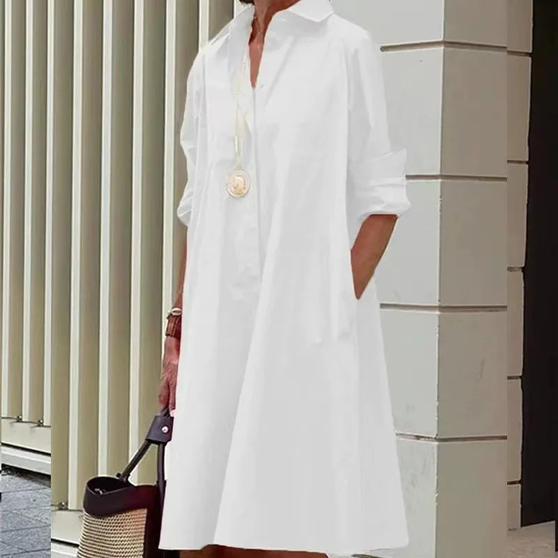 Simple Print Midi Dress Sleeveless Dress V-neck Bubble Sleeve Long Dress Casual Style Business Suit Polyester Fabric