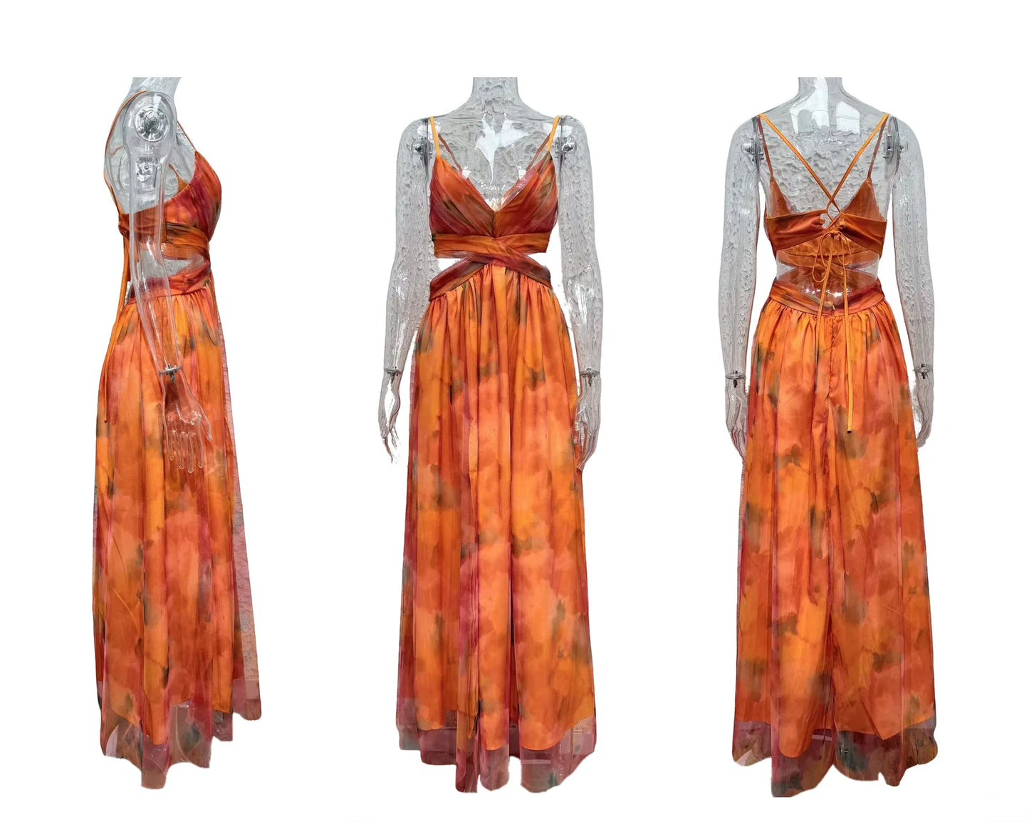 2026 Summer Fashion New Women's Elegant Beach Vacation Dress with Strap Color Blocked Printing Party Grand Display, Long Dress