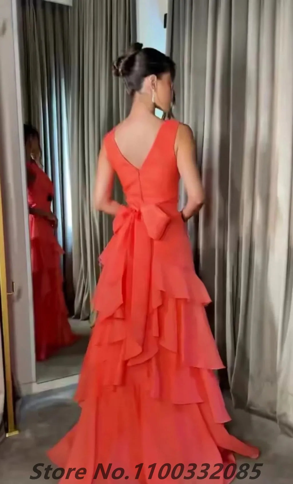 Eightale 2025 Sexy V Neck A Line Chiffon Tiered Evening Dress Formal Prom Dress Party Dress Gowns Customized